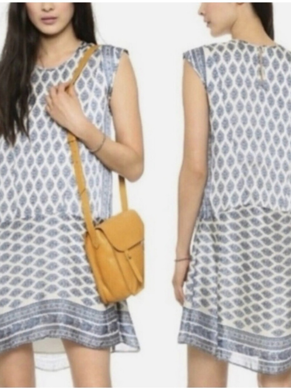 Madewell Blue & White Sleeveless Printed Shift Dress